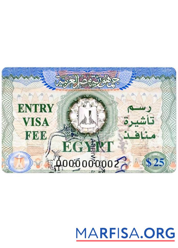 Blank Egypt entry visa example